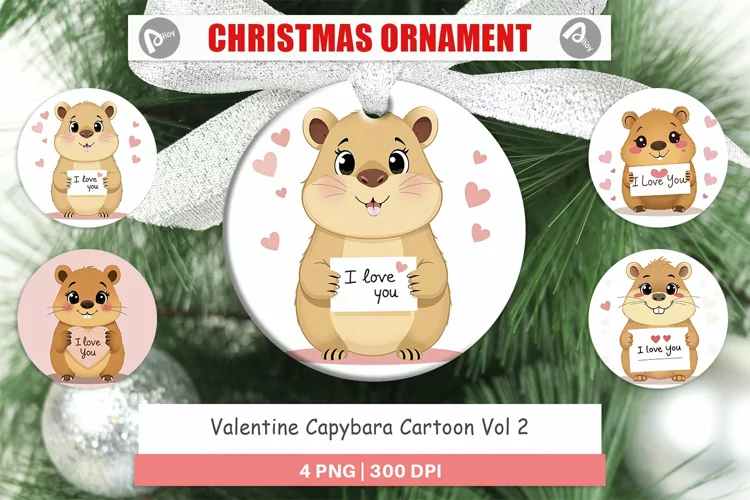 Christmas Ornaments Valentine Capybara Cartoon