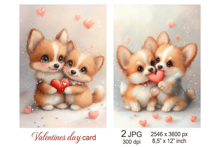 Cute Corgi dog Valentines day card, Love Animals Nursery art