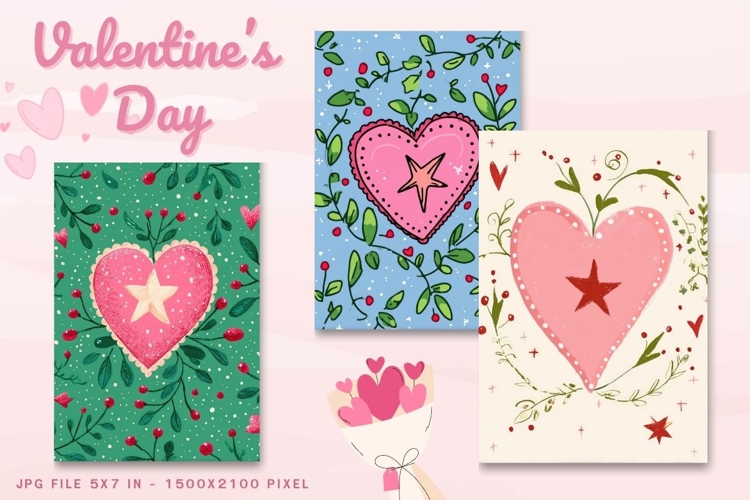 Valentine Day Card Flower Love Heart Greeting Printable Card