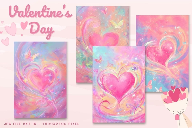 Valentine Day Card Flower Love Heart Greeting Printable Card