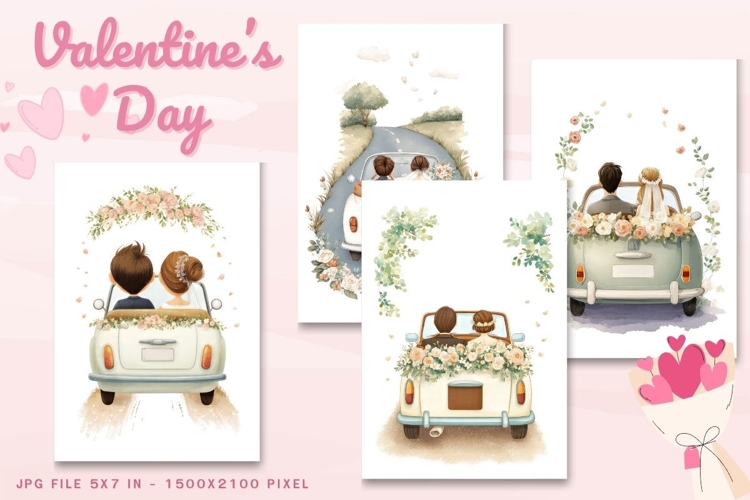 Flower Card Love Valentine Day Heart Greeting Printable Card example image 1