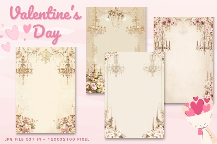 Flower Card Love Valentine Day Heart Greeting Printable Card example image 1