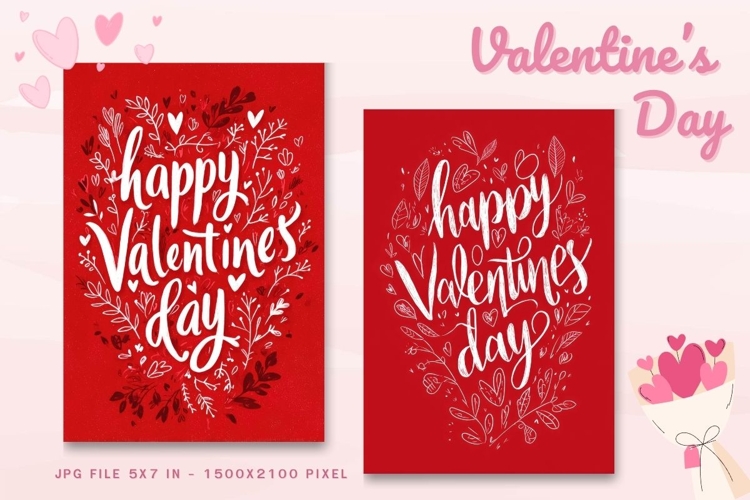 Valentine Day Card Flower Love Heart Greeting Printable Card