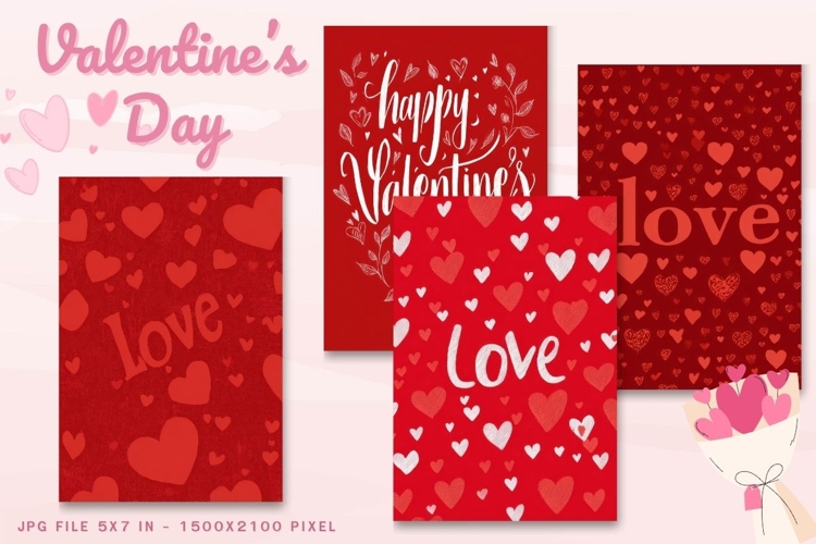 Valentine Day Card Flower Love Heart Greeting Printable Card