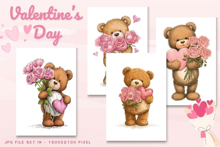 Valentine Day Card Flower Love Heart Greeting Printable Card