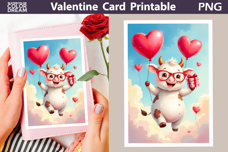 Cow Heart Valentine Card | Happy Valentines Day