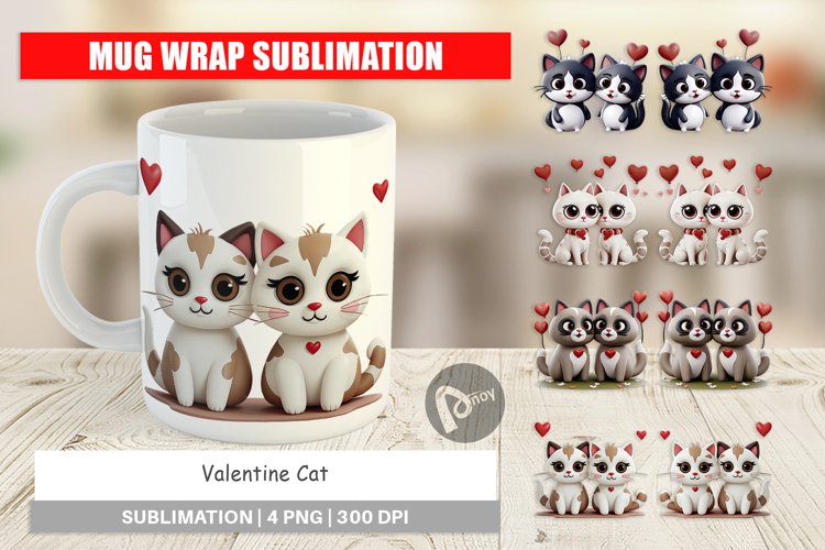 Mug Wrap Design Valentine Cat