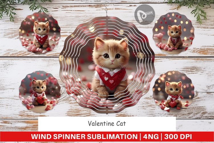 Wind Spinner Valentine Cat