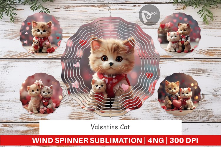 Wind Spinner Valentine Cat