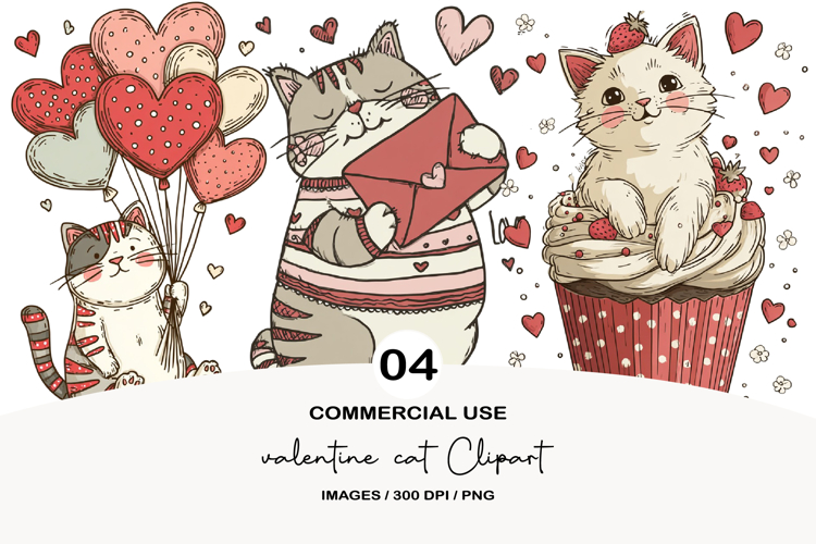 valentine cat Clipart Png