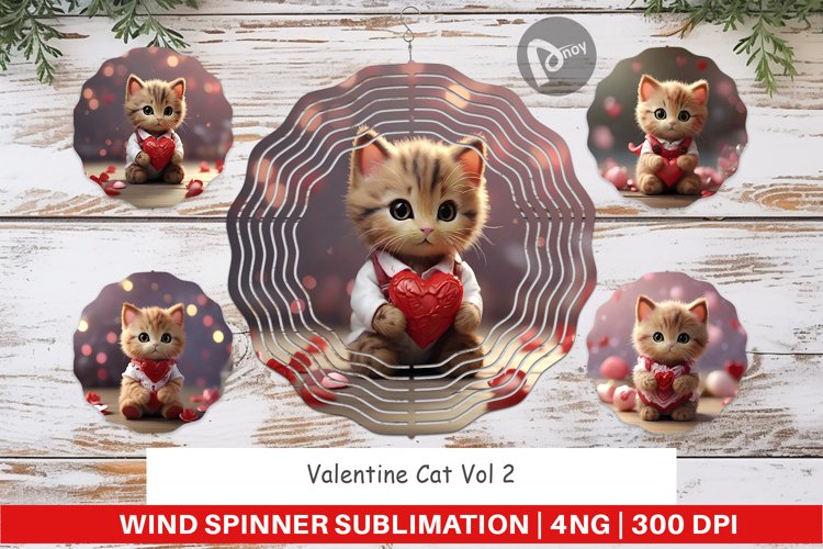 Wind Spinner Valentine Cat