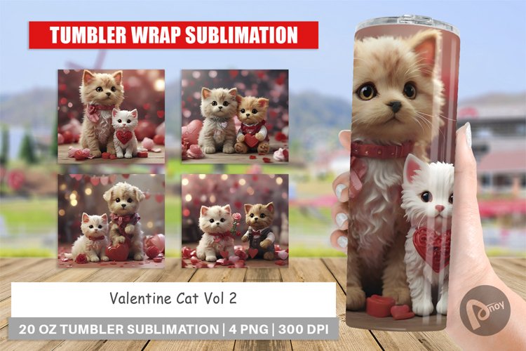 Tumbler Sublimation Wrap Valentine Cat
