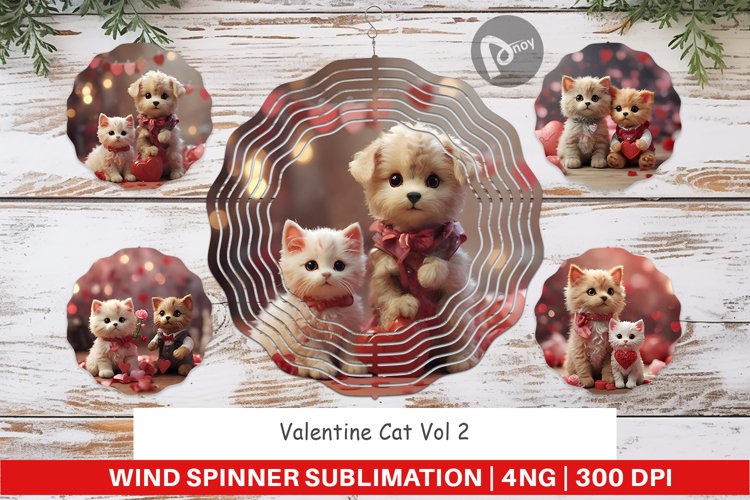 Wind Spinner Valentine Cat