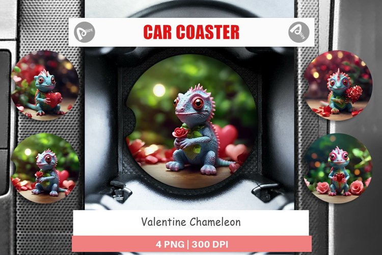 Car Coaster Valentine Chameleon
