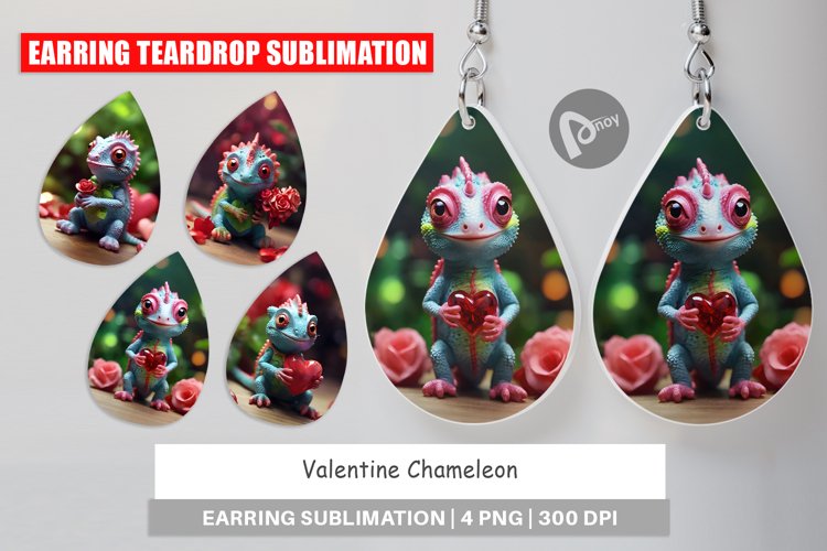 Earring Teardrop Valentine Chameleon