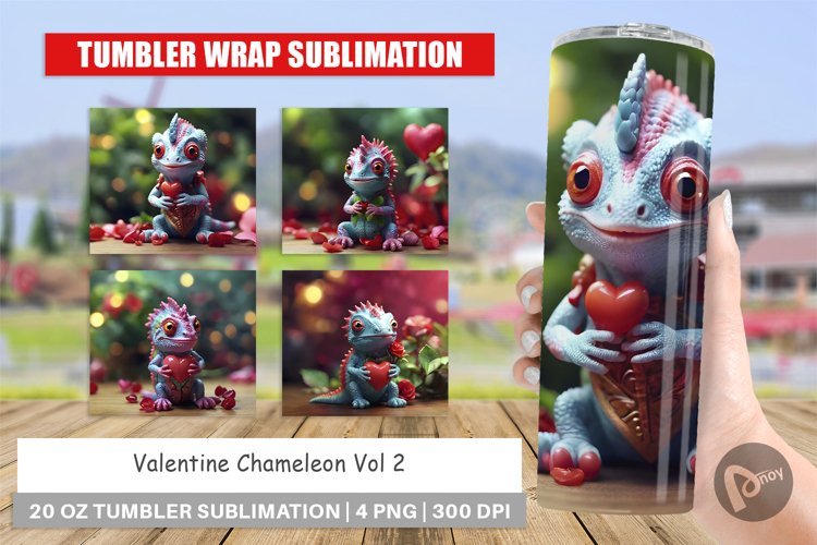 Tumbler Sublimation Wrap Valentine Chameleon