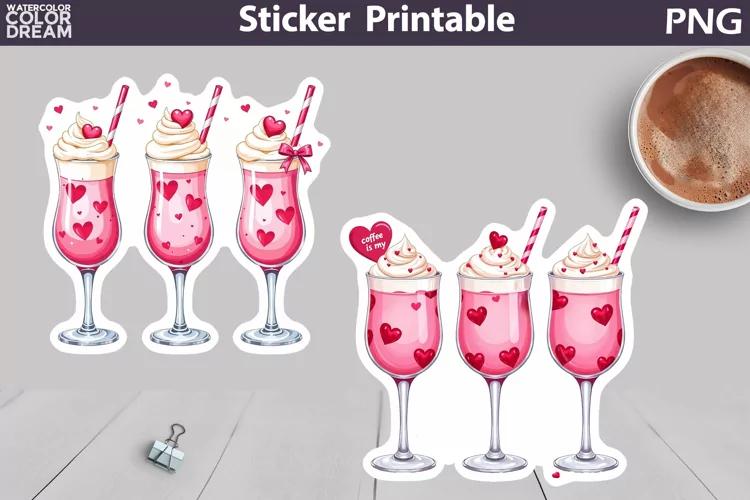 Pink Cocktail Heart Sticker | Valentine's Day Sticker