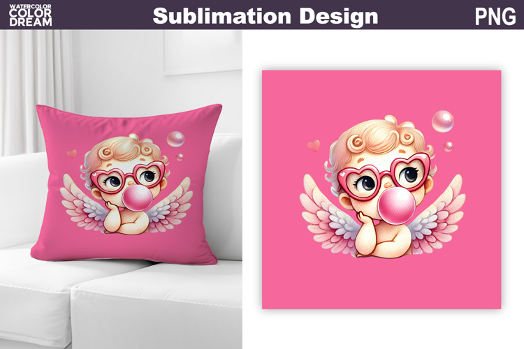 Valentine Pillow Design | Cute Cupid Sublimation