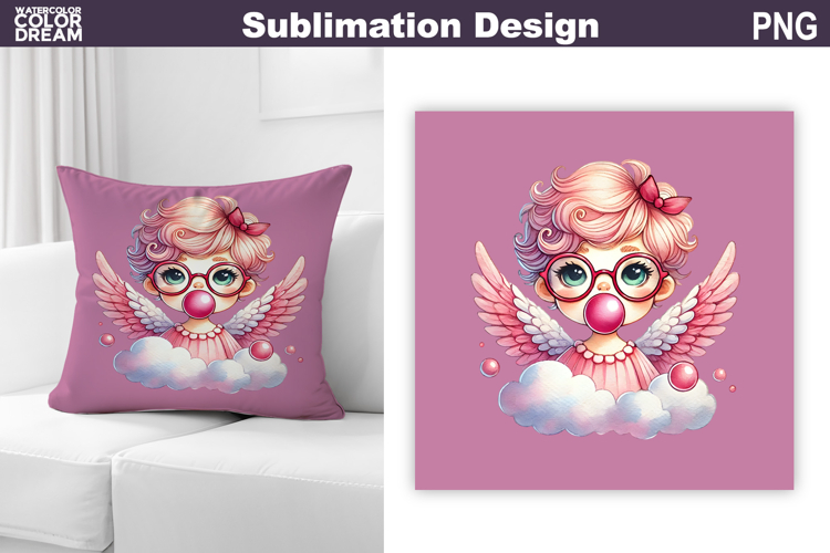 Valentine Pillow Design | Cute Cupid Sublimation