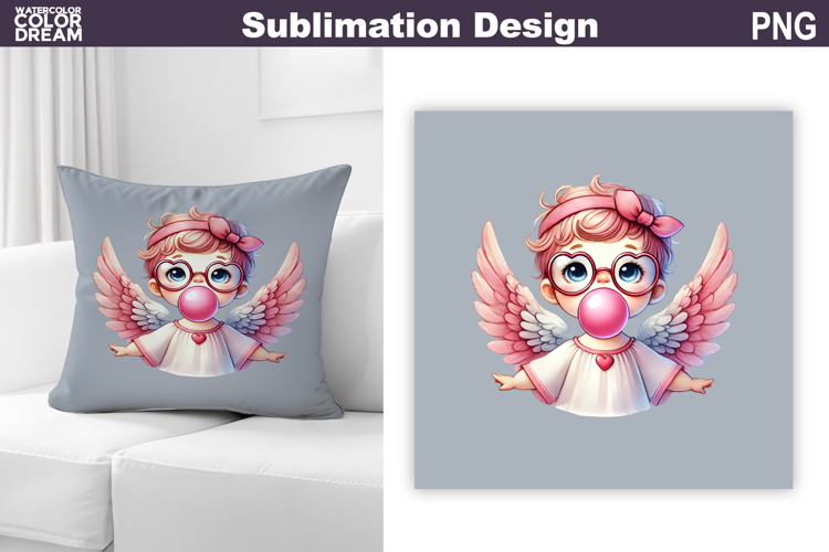 Valentine Pillow Design | Cute Cupid Sublimation