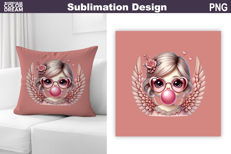 Valentine Pillow Design | Cute Cupid Sublimation