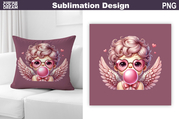 Valentine Pillow Design | Cute Cupid Sublimation