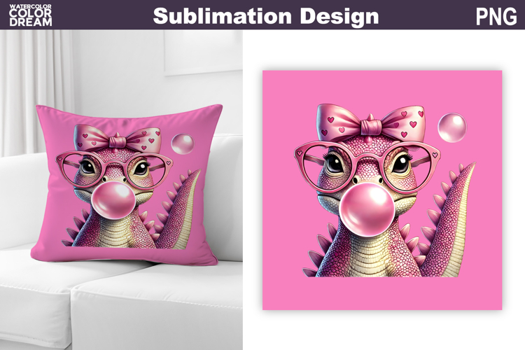 Valentine Pillow Design | Cute Dinosaur Sublimation