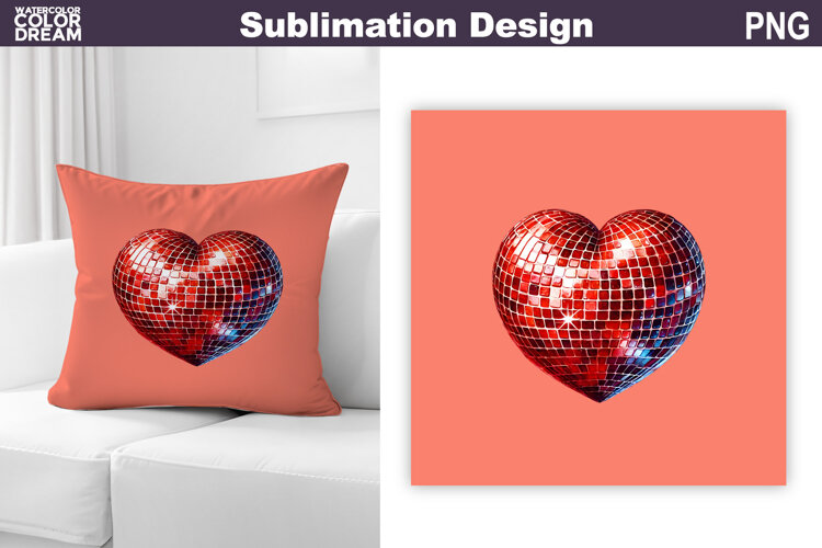 Valentine Pillow Design | Heart Sublimation example image 1