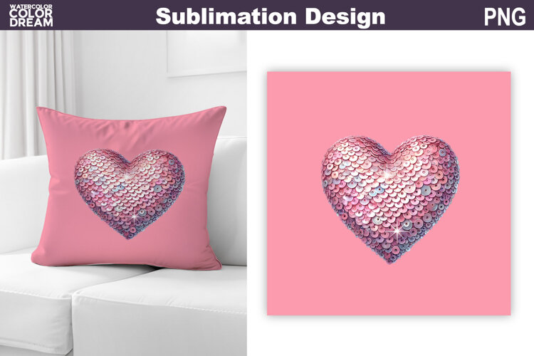 Valentine Pillow Design | Heart Sublimation example image 1