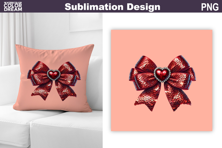Valentine Pillow Design | Bow Sublimation