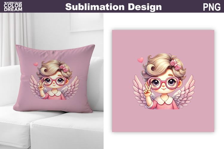 Valentine Pillow Design | Cute Cupid Sublimation