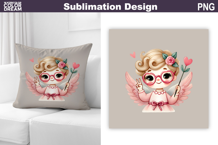 Valentine Pillow Design | Cute Cupid Sublimation