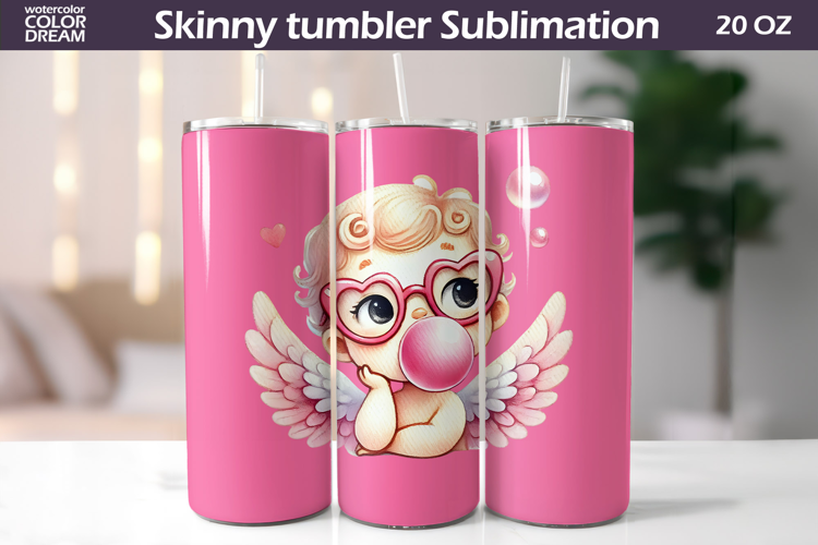 Cupid Glasses Bubble Gum Tumbler Wrap | Valentine Tumbler