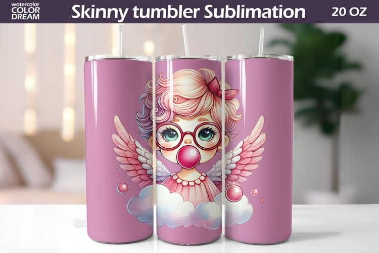 Cupid Glasses Bubble Gum Tumbler Wrap | Valentine Tumbler