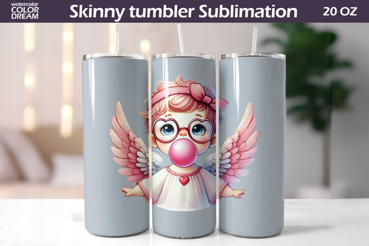 Cupid Glasses Bubble Gum Tumbler Wrap | Valentine Tumbler example image 1