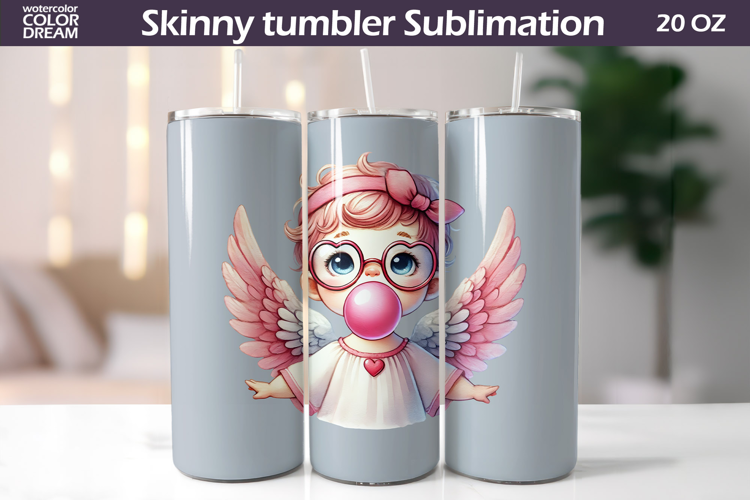 Cupid Glasses Bubble Gum Tumbler Wrap | Valentine Tumbler
