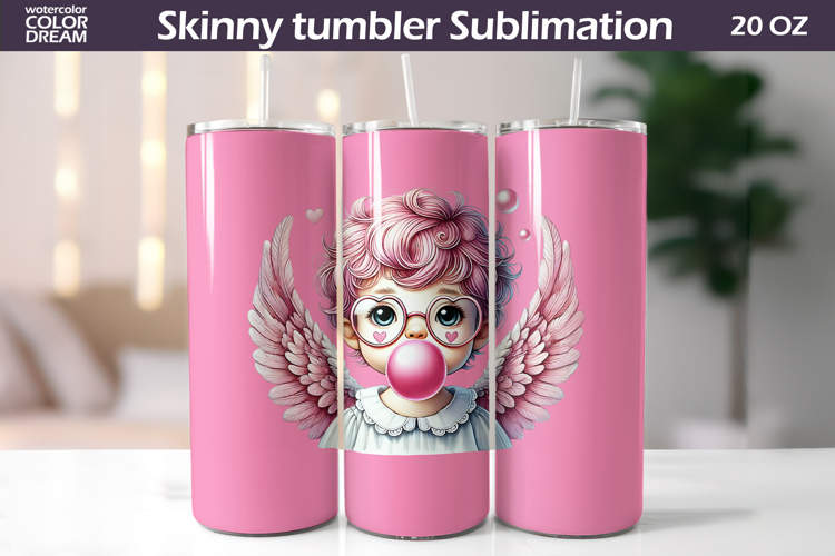 Cupid Glasses Bubble Gum Tumbler Wrap | Valentine Tumbler