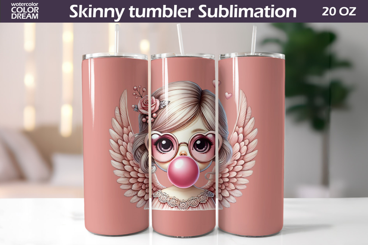 Cupid Glasses Bubble Gum Tumbler Wrap | Valentine Tumbler