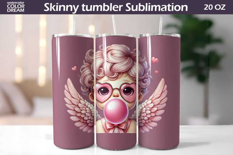 Cupid Glasses Bubble Gum Tumbler Wrap | Valentine Tumbler