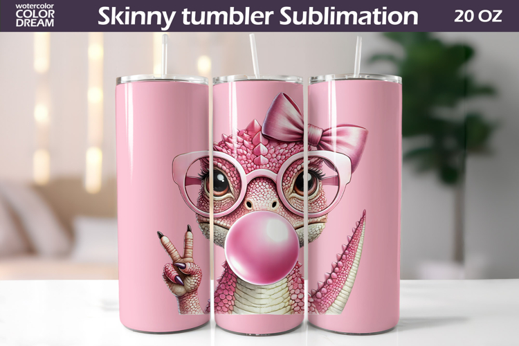 Dinosaur Glasses Tumbler Wrap | Dino Bubble Gum Tumbler