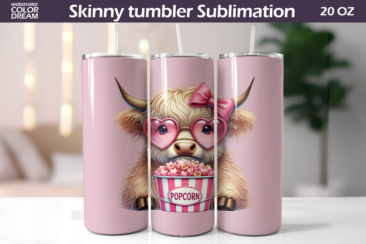 Highland Cow Glasses Tumbler Wrap | Cow Pop Corn Tumbler