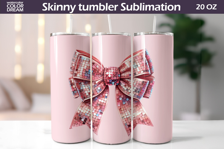 Disco Bow Tumbler Wrap | Valentine Tumbler Sublimation