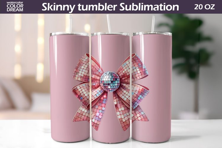 Disco Bow Tumbler Wrap | Valentine Tumbler Sublimation