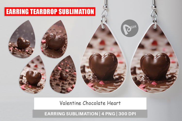 Earring Teardrop Valentine Chocolate Heart