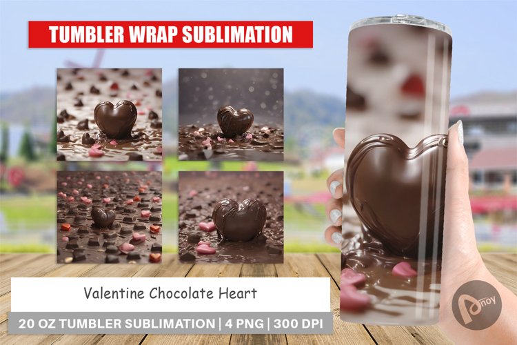 Tumbler Sublimation Wrap Valentine Chocolate Heart
