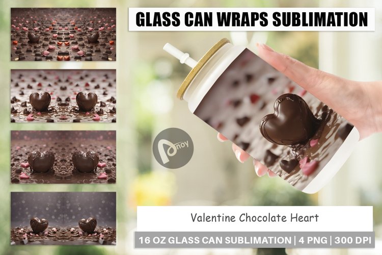 Glass Can Wraps Valentine Chocolate Heart