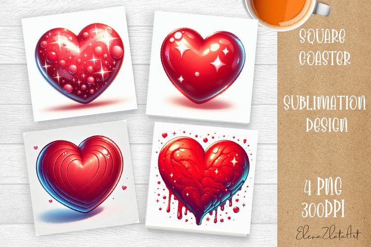 Square coasters Valentines Day| heart sublimation