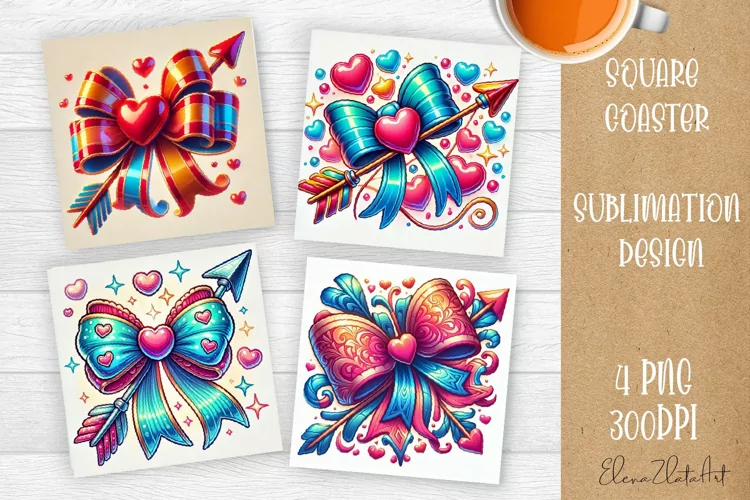 Square coasters Valentines Day| heart sublimation