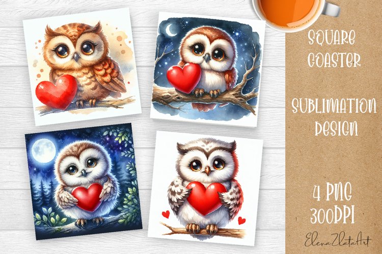 Valentines Day Square Coaster |Cute animals, animal