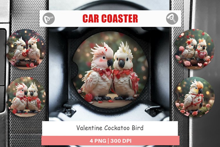 Car Coaster Valentine Cockatoo Bird